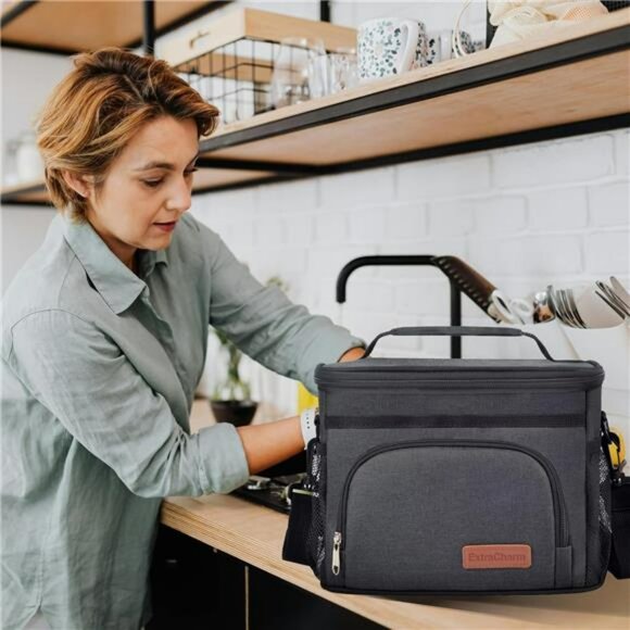 Insulated Lunch Bag Cooler Tote Reusable Leakproof Lunch Box for Work Picnic - Picture 2 of 7